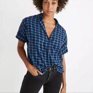 Madewell double faced Park plaid popover top